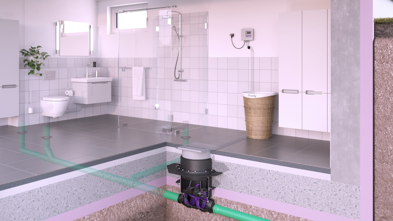 Staufix FKA backwater Valve installed in a floor slab Staufix FKA backwater Valve installed in a floor slab