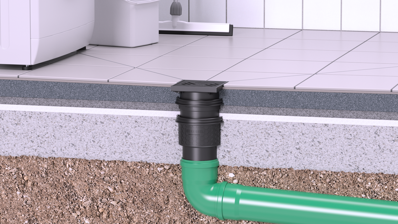 Installation diagram for the Practicus basement drain Installation diagram for the Practicus basement drain