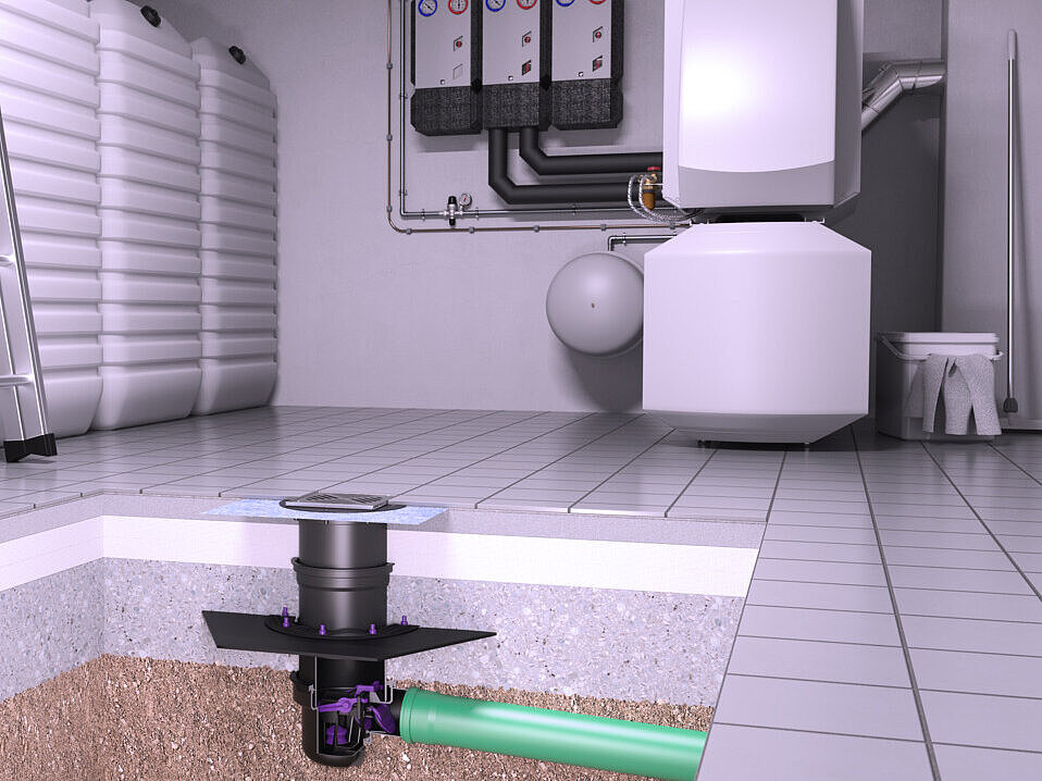 Installation diagram for the light liquid trap in the heating room Installation diagram for the light liquid trap in the heating room