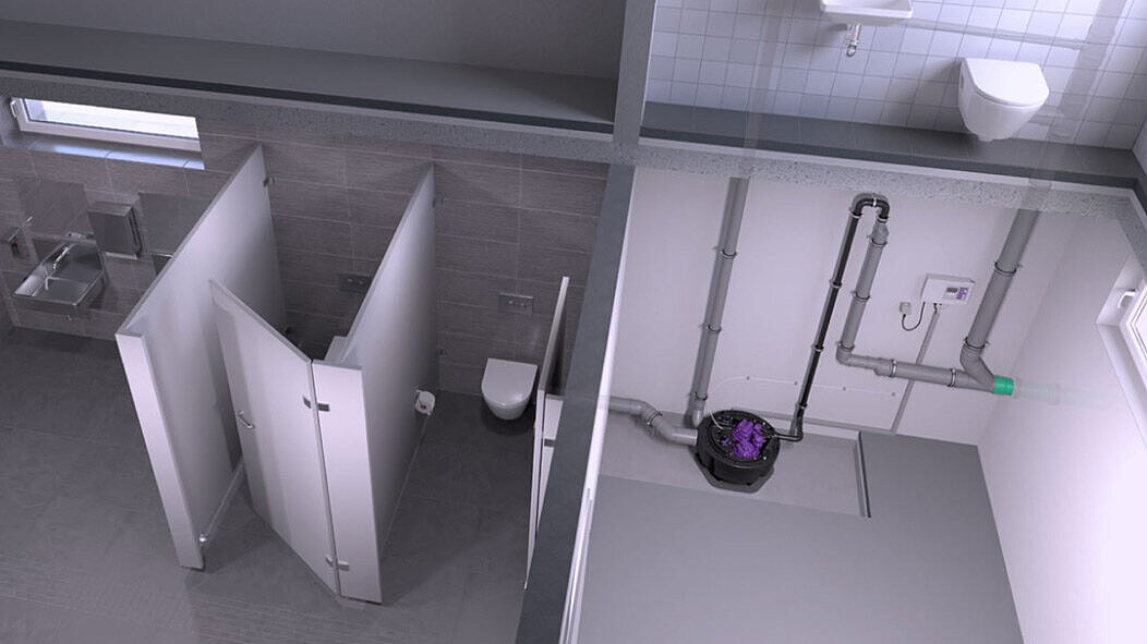 Installation example: Pumping station at a public toilet Installation example: Pumping station at a public toilet